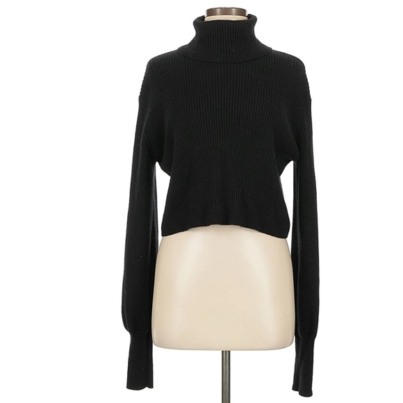 Reformation Luisa Cropped Ribbed Cashmere Turtleneck Sweater Medium - Picture 3 of 9